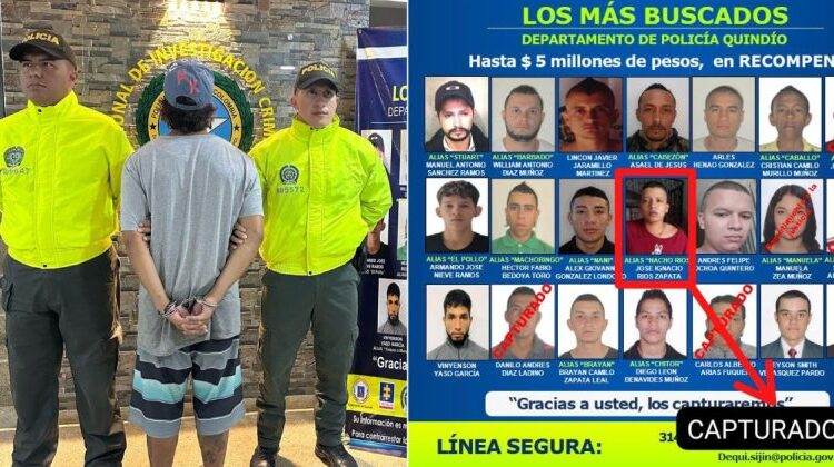 Capturado alias “Nacho Ríos”, uno de los delincuentes más buscados del Quindío