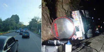 Habilitada la vía Tolima-Quindío tras volcamiento de cisterna: congestionada por represamiento de vehículos